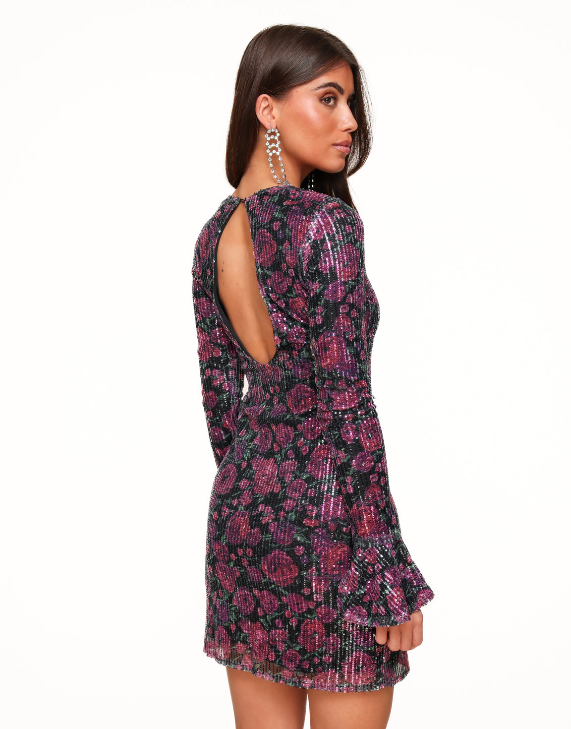 Pink Glitter Flower Print - Dress