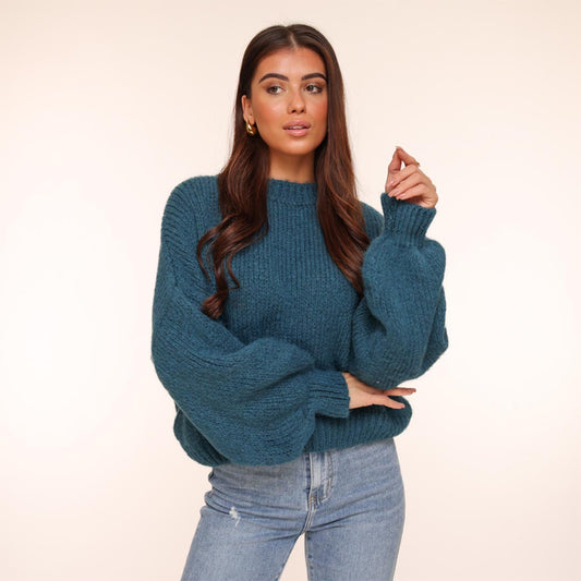 Petrol Wool Knitted - Sweater