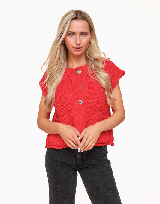 Red Knitted SS - Gilet