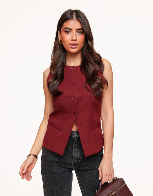 Red High Buttons - Gilet