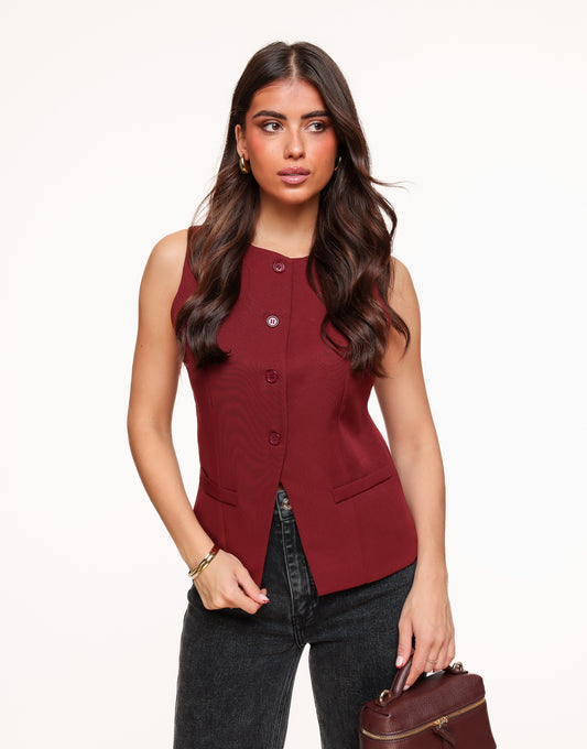 Red High Buttons - Gilet