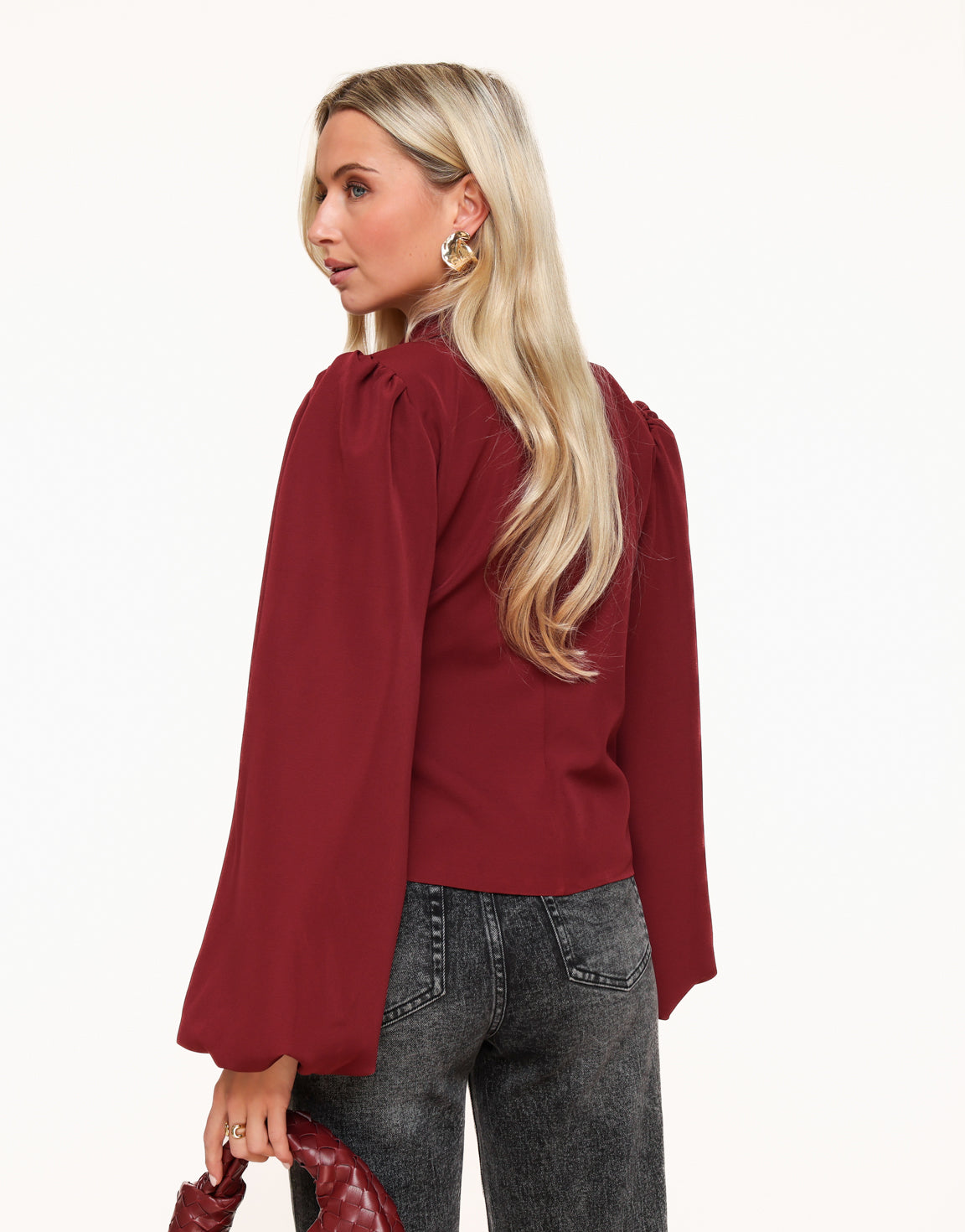 Red Puff Sleeve Wrap - Blazer