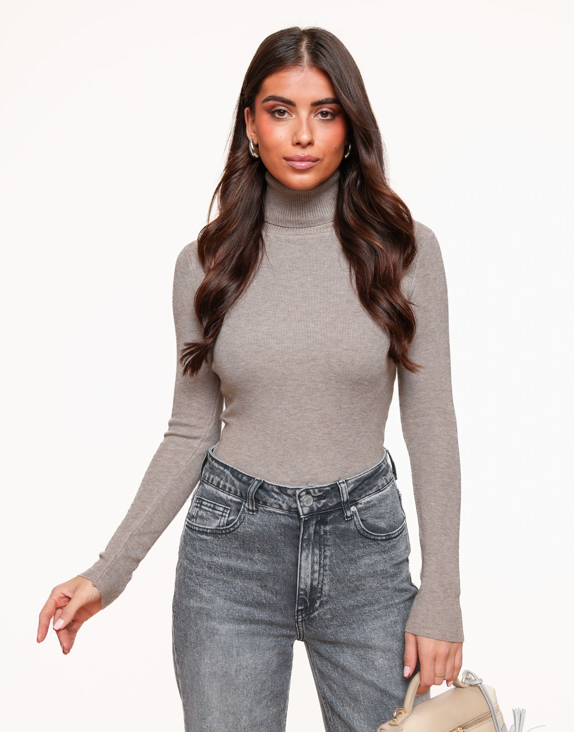 Taupe Basic Turtleneck LS - Top