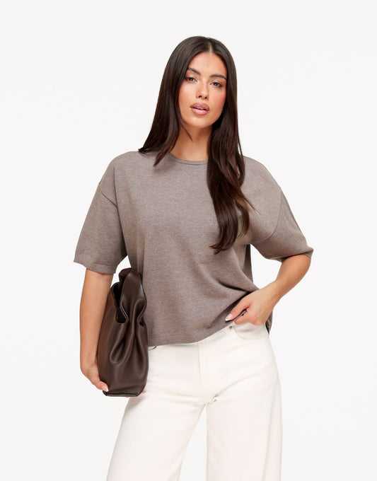 KLEDING-TAUPE-GEBREIDE-KORTE-MOUWEN-TOP-03