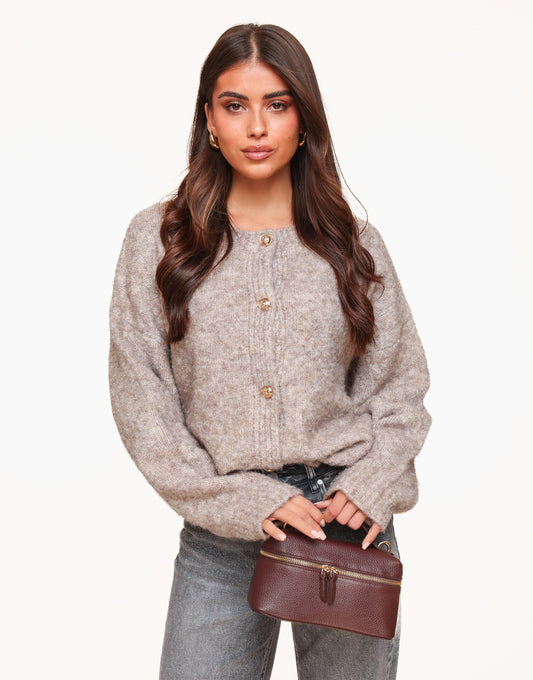 Taupe High Neck Knitted - Vest