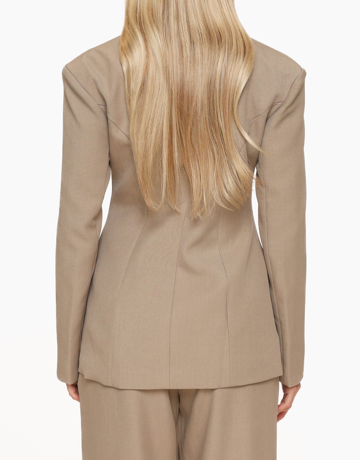 Taupe Iconic Getailleerde Blazer - Set