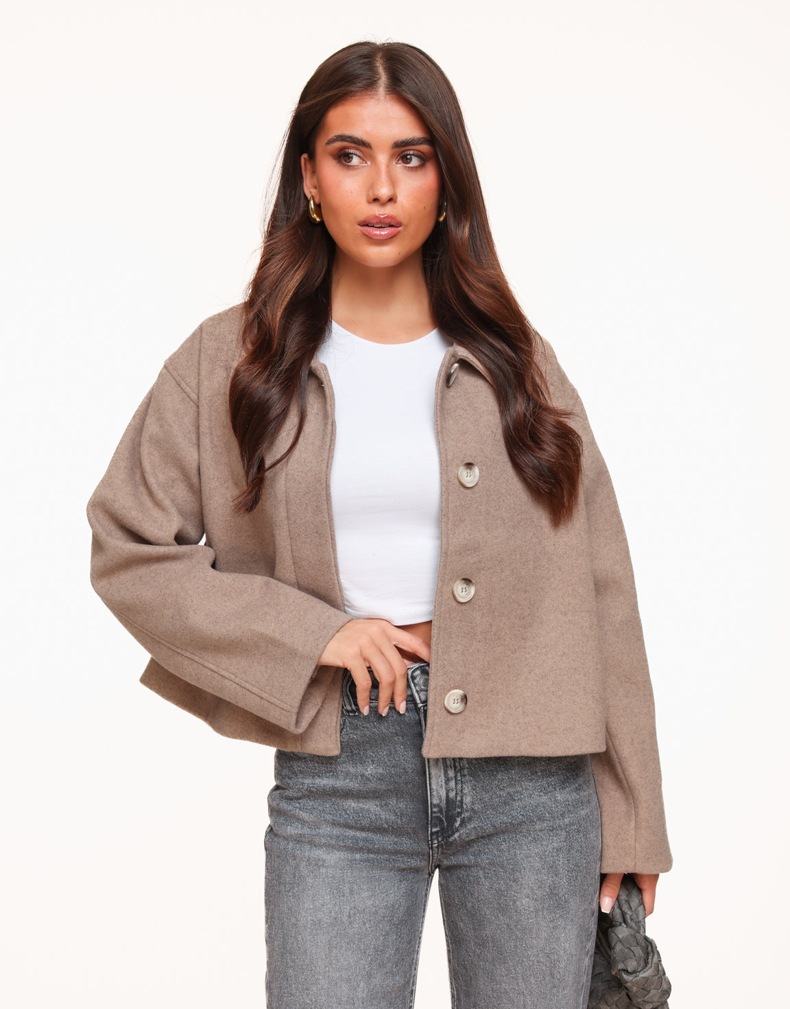 Taupe Short STUDIO Coat - Jacket