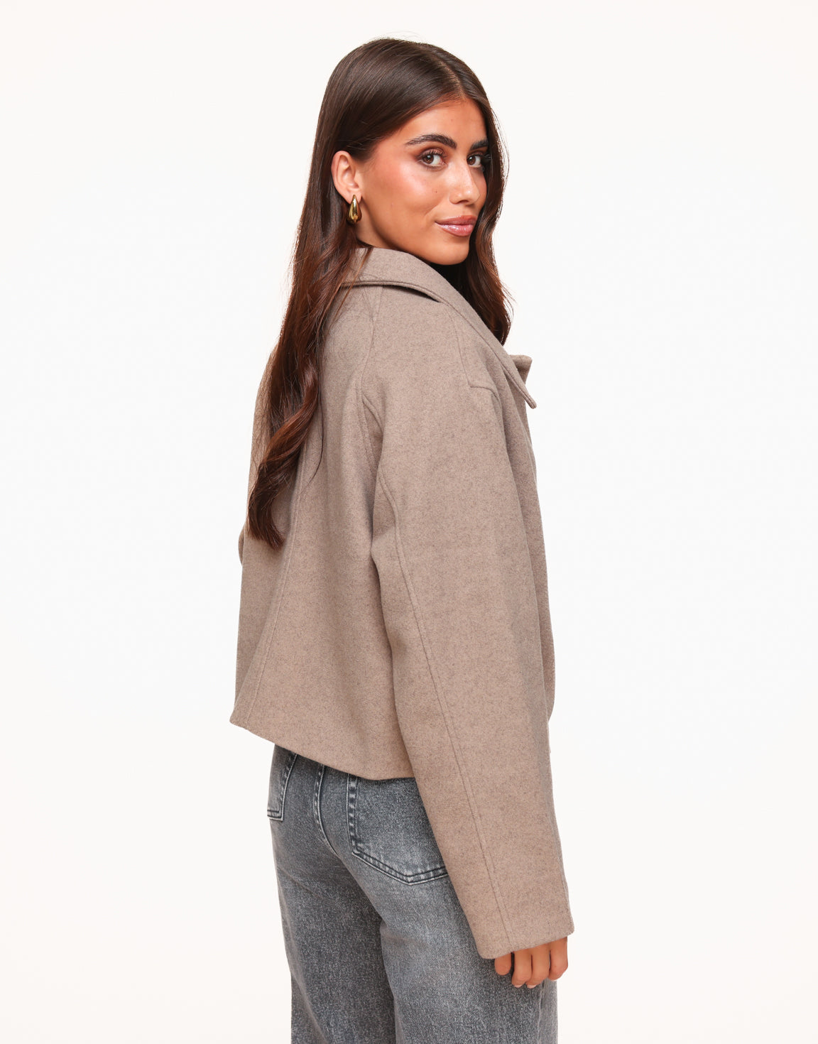 Taupe Short STUDIO Coat - Jacket