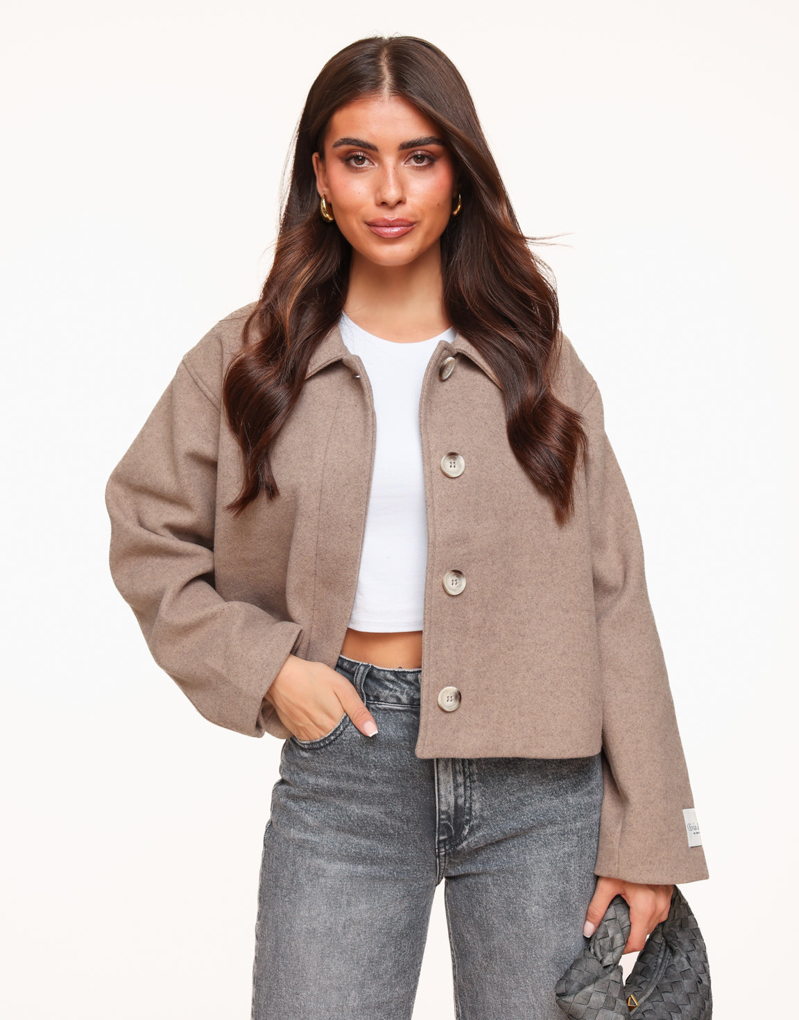 Taupe Short STUDIO Coat - Jacket