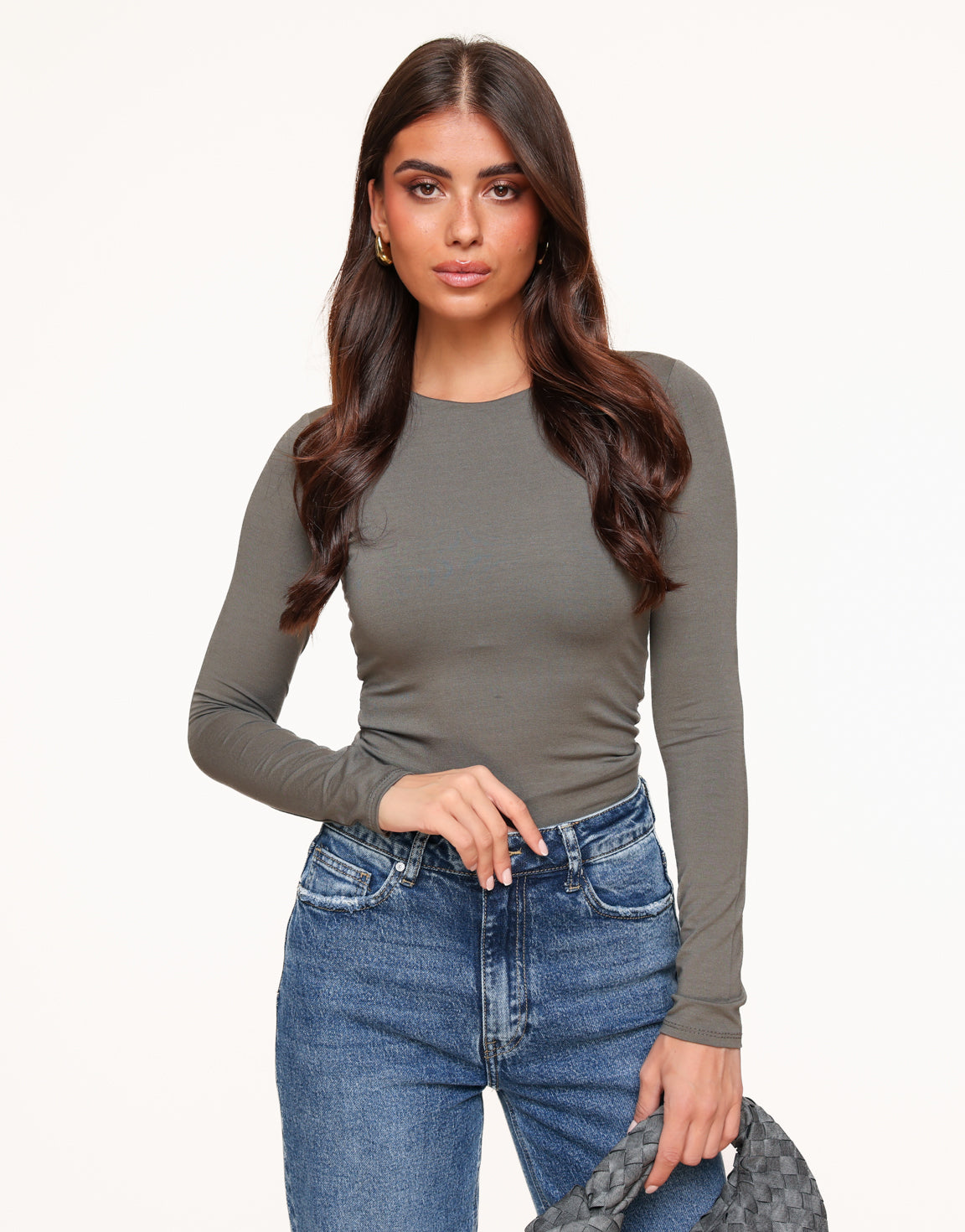 Dark Taupe Basic LS - Top