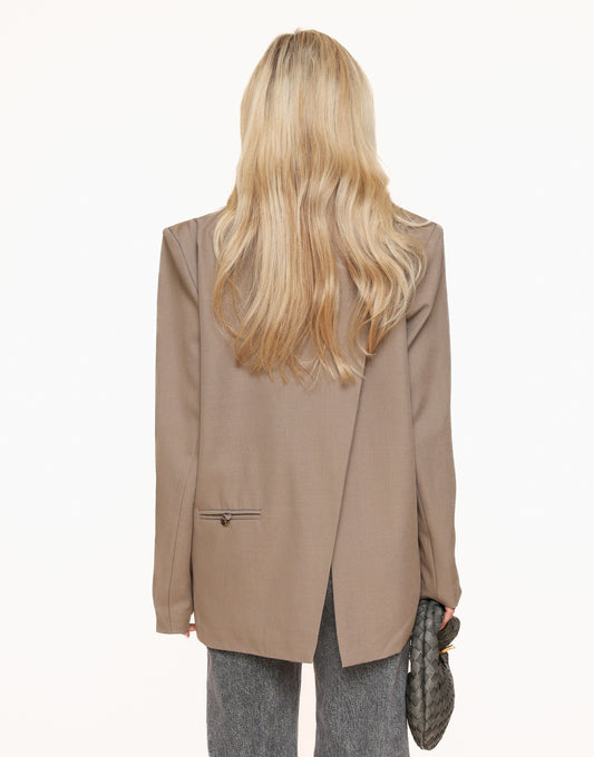 Taupe Open Back Oversized - Blazer