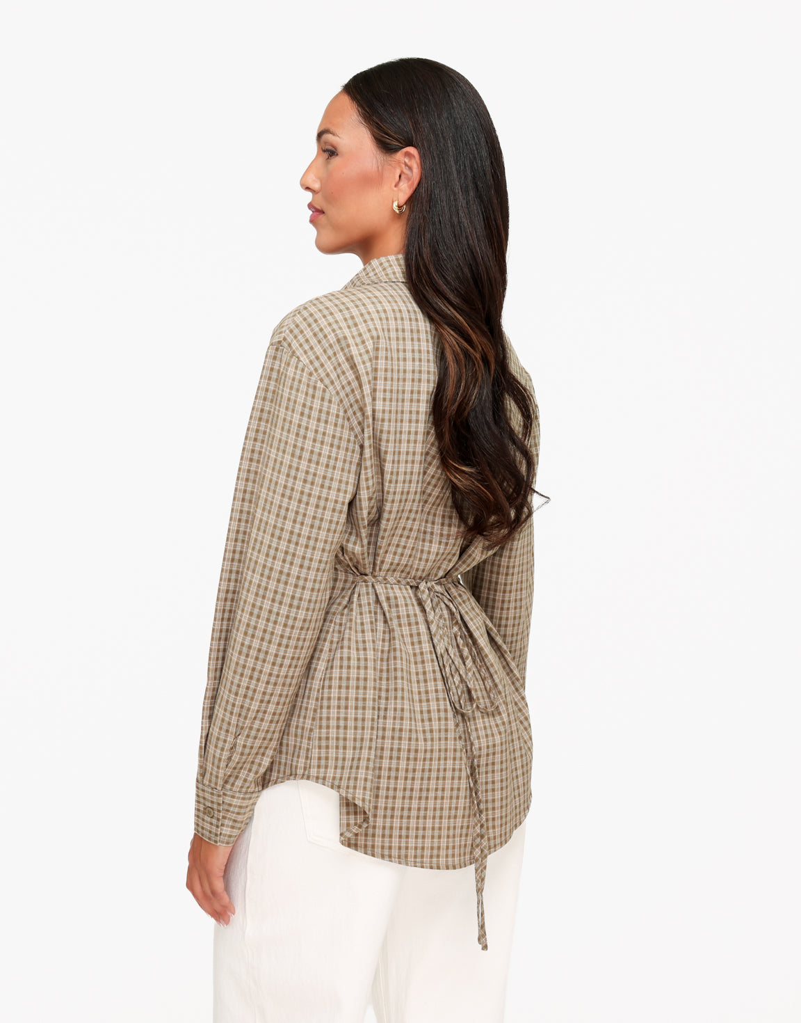 Khaki Ruiten Strik Op Rug - Blouse