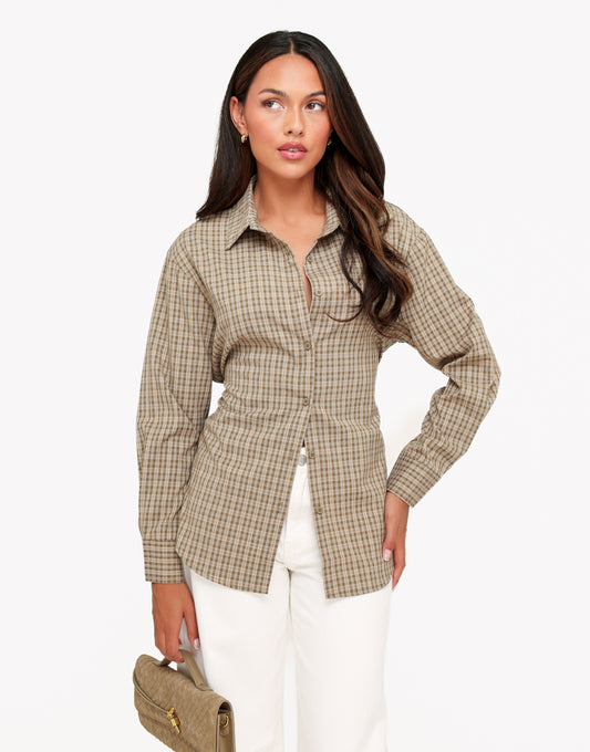 Khaki Ruiten Strik Op Rug - Blouse