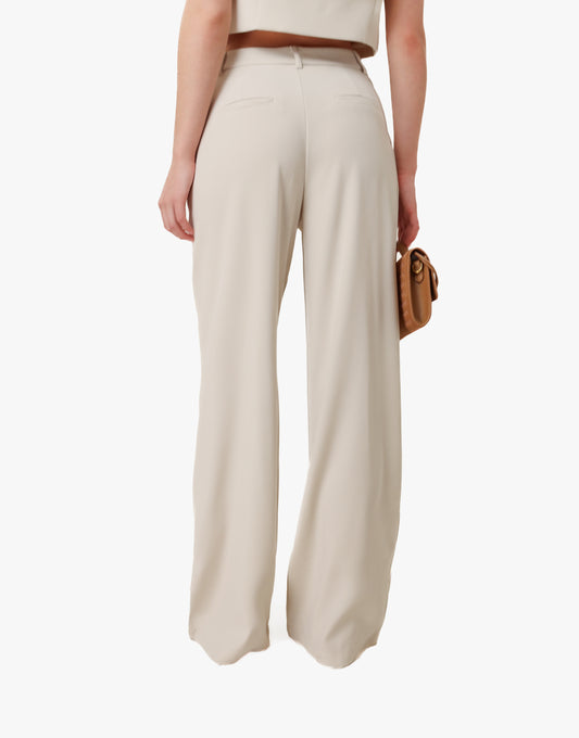 Beige Zomerse Classic Wijde - Pantalon