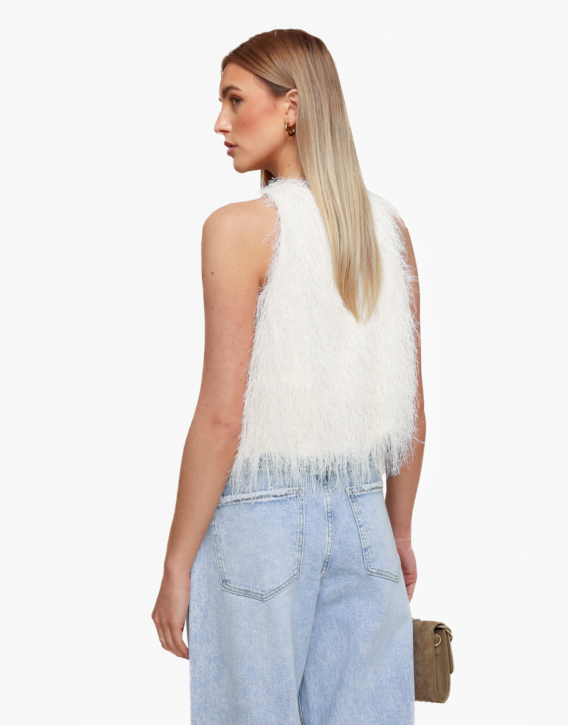 Creme Mouwloze Fluffy - Top