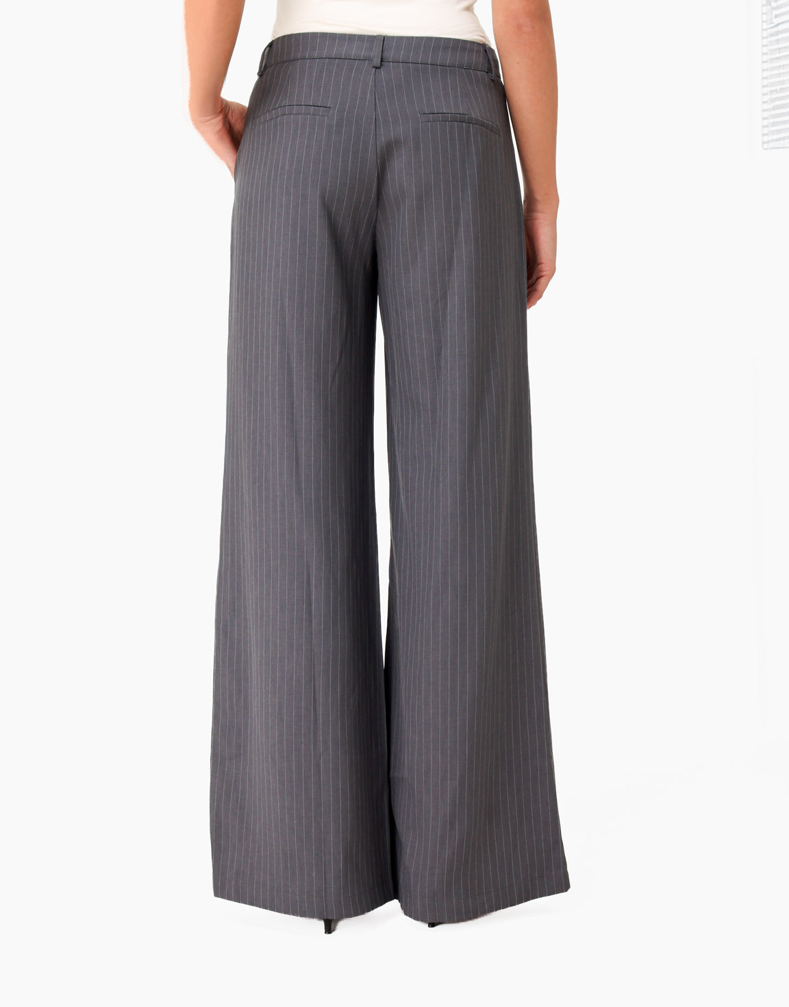 Grijze Gestreepte Wijde - Pantalon