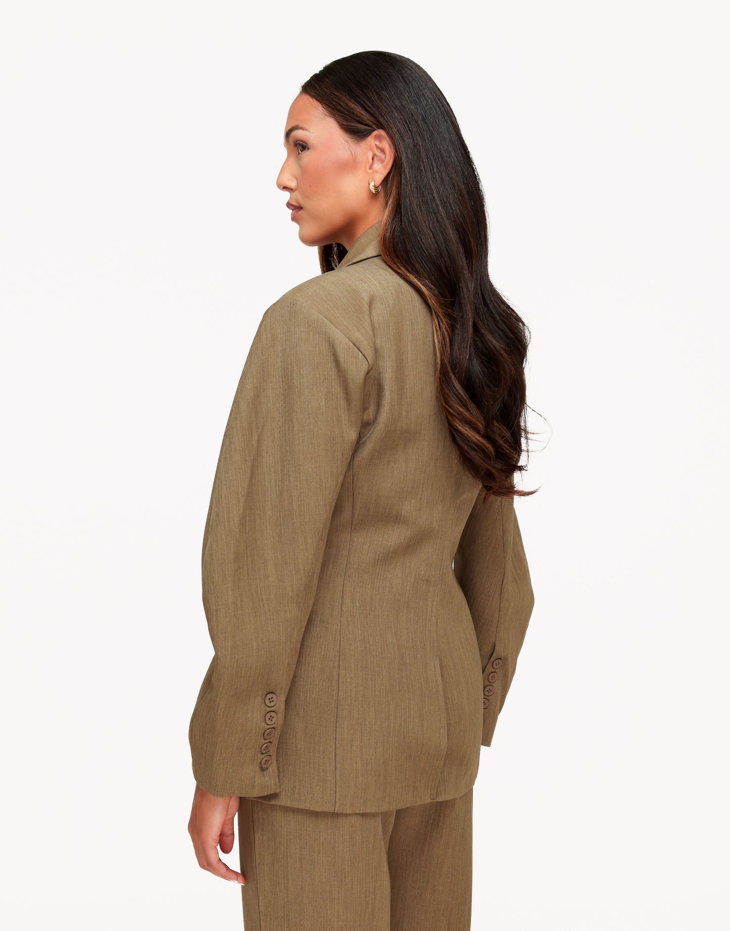 Dark Brown Balloon Sleeves Details - Blazer
