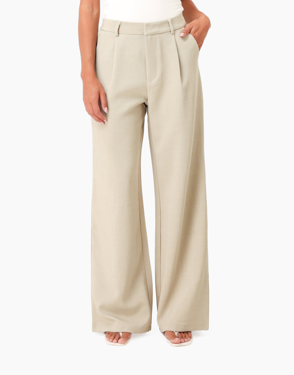 Licht Taupe Wijde Luxe Classic - Pantalon