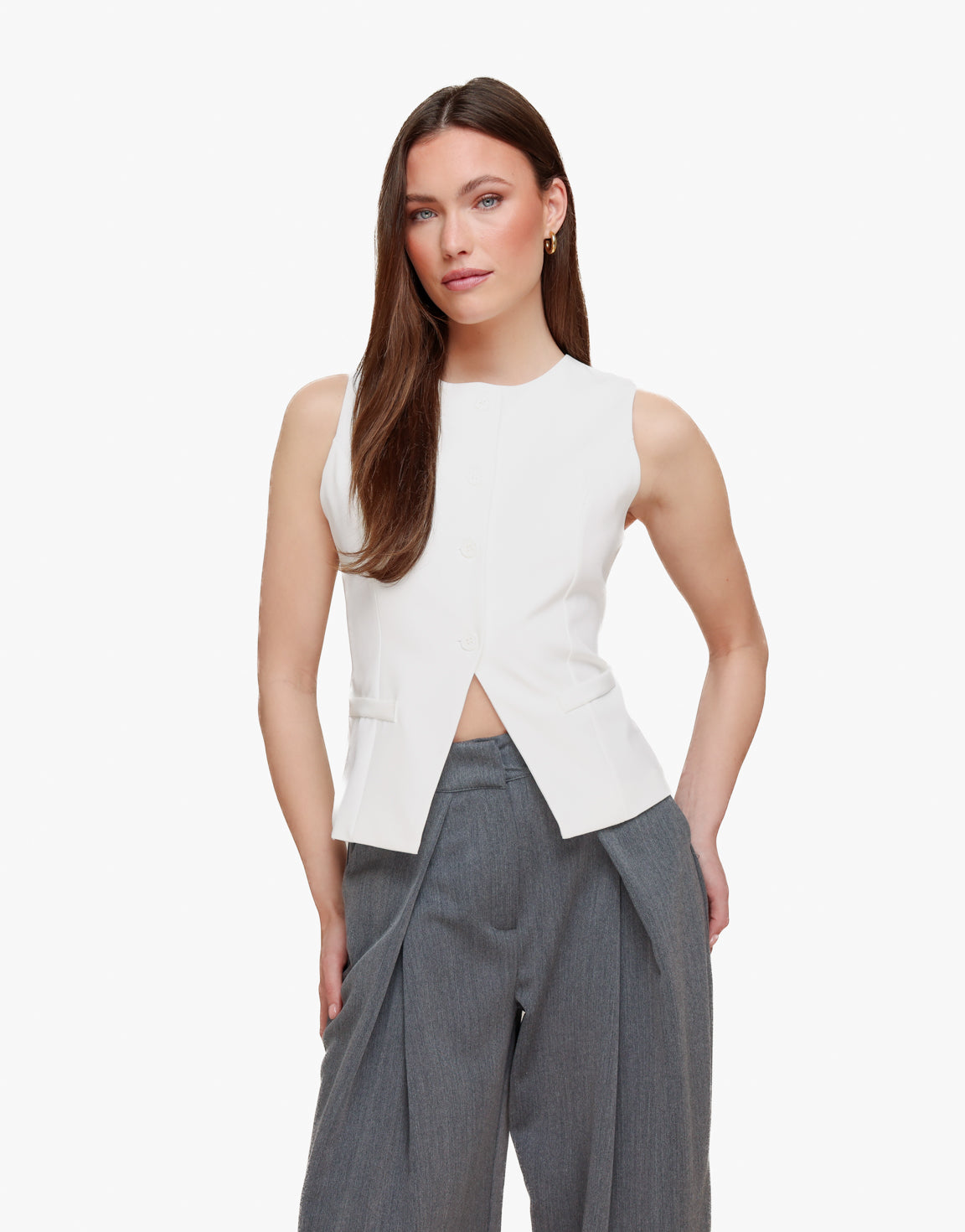 Witte Hoge Knopen - Gilet | Olivia & Kate - Olivia & Kate