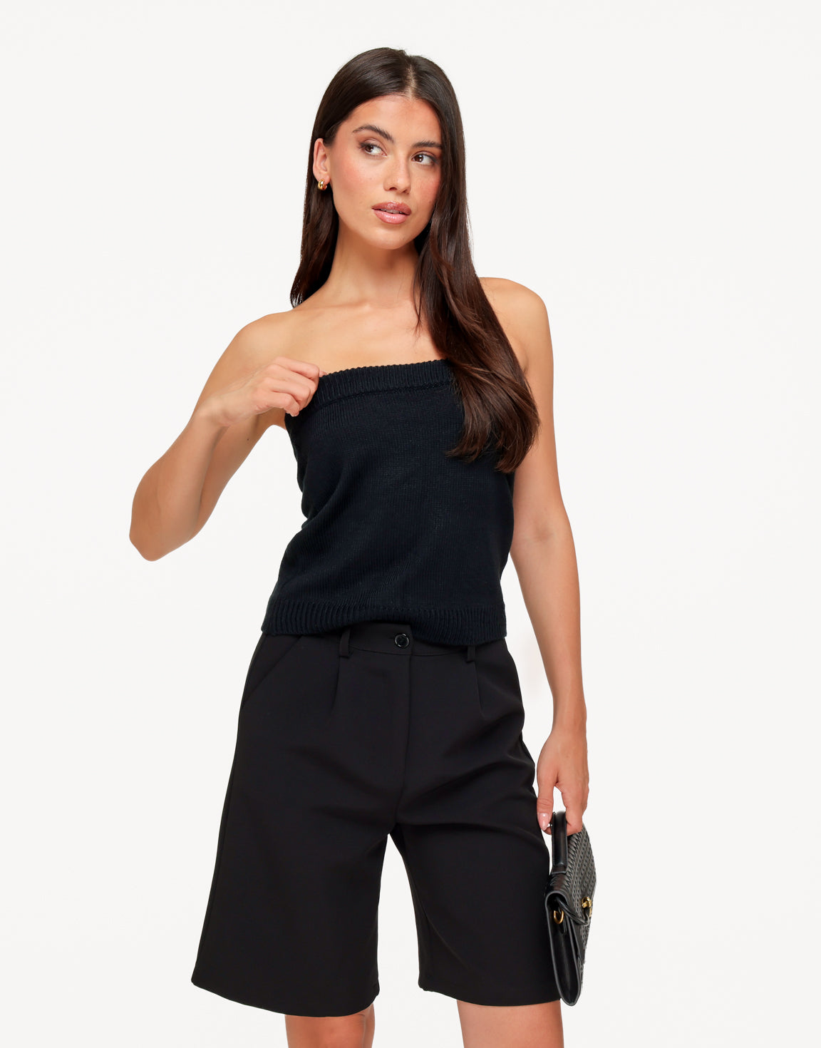 Zwarte Gebreide Cropped - Set