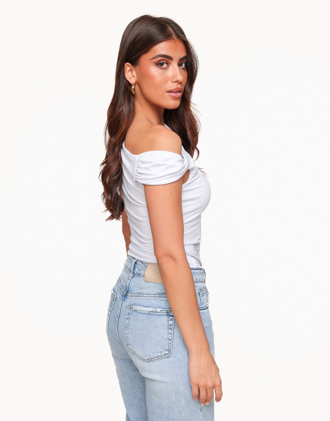 White Basic One Shoulder - Top