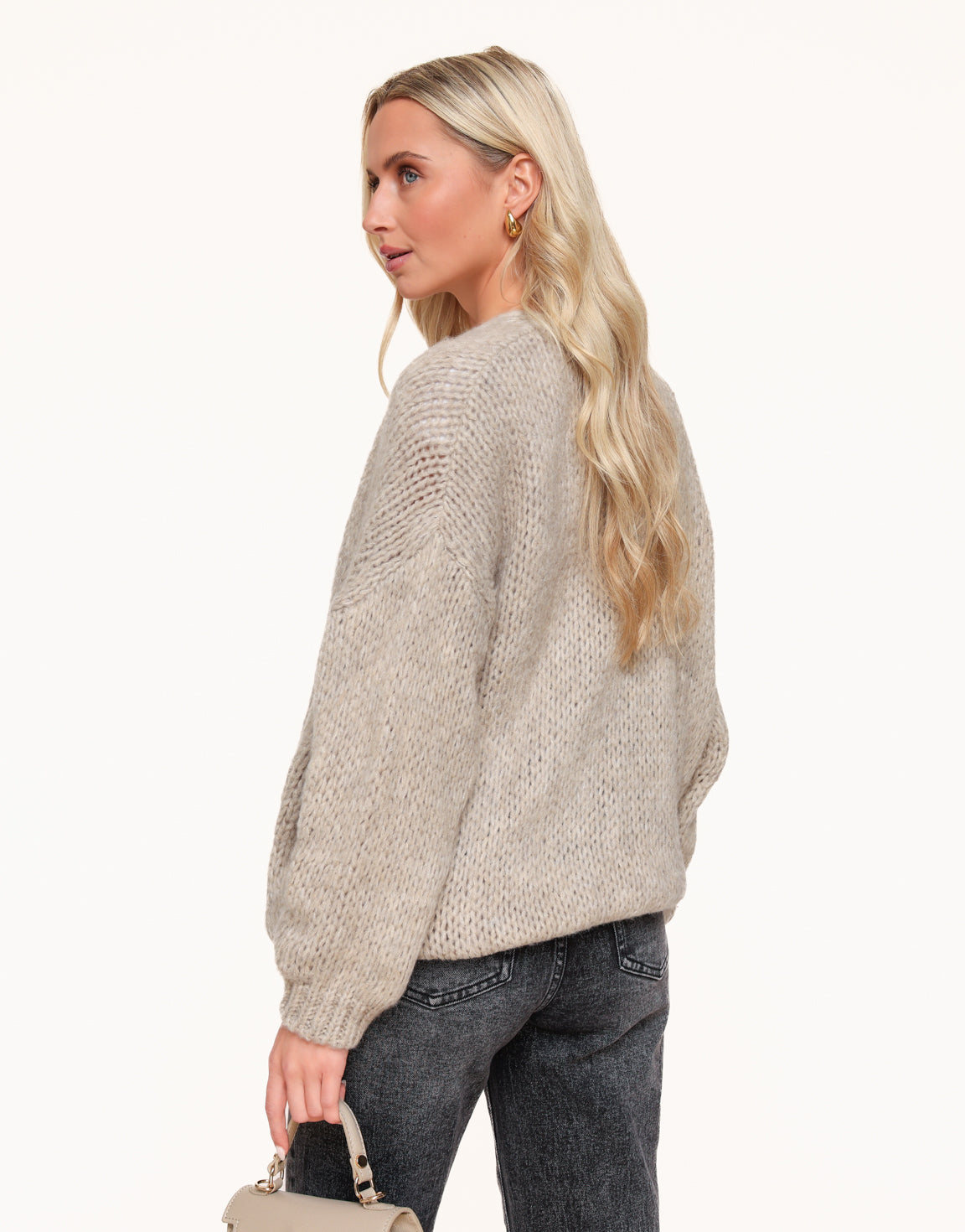 Taupe Woolen Yasmine - Cardigan