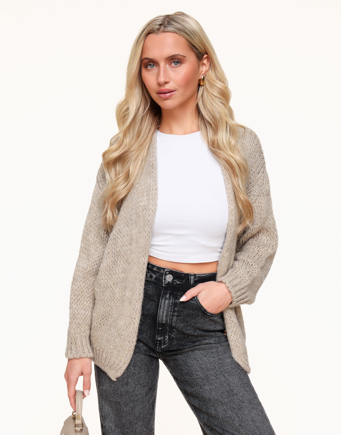 Taupe Woolen Yasmine - Cardigan