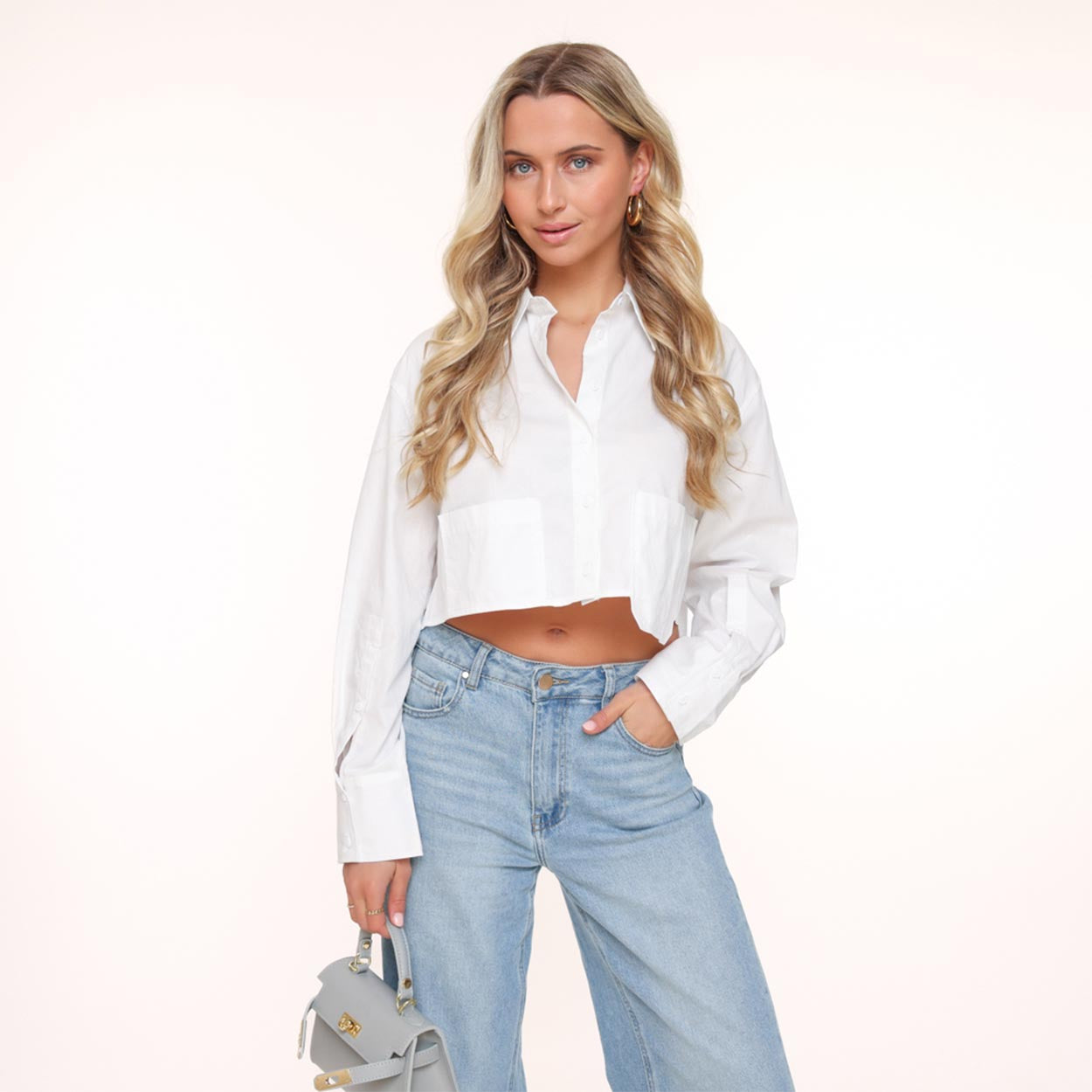 White crop deals blouse