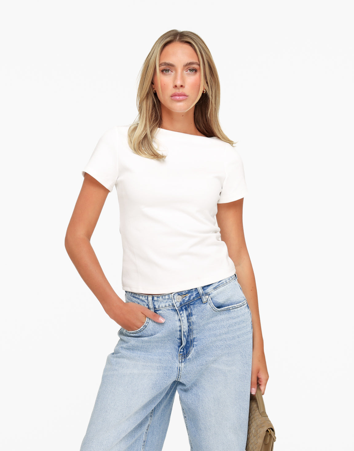 Witte Boot Hals SS - Top