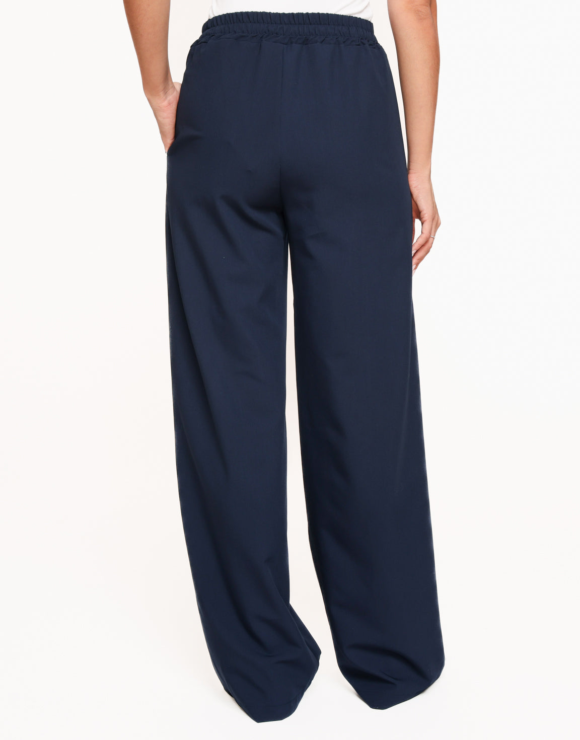 Navy Dunne Streep Lange - Broek