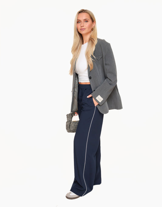 Navy Thin Stripe Long - Pants