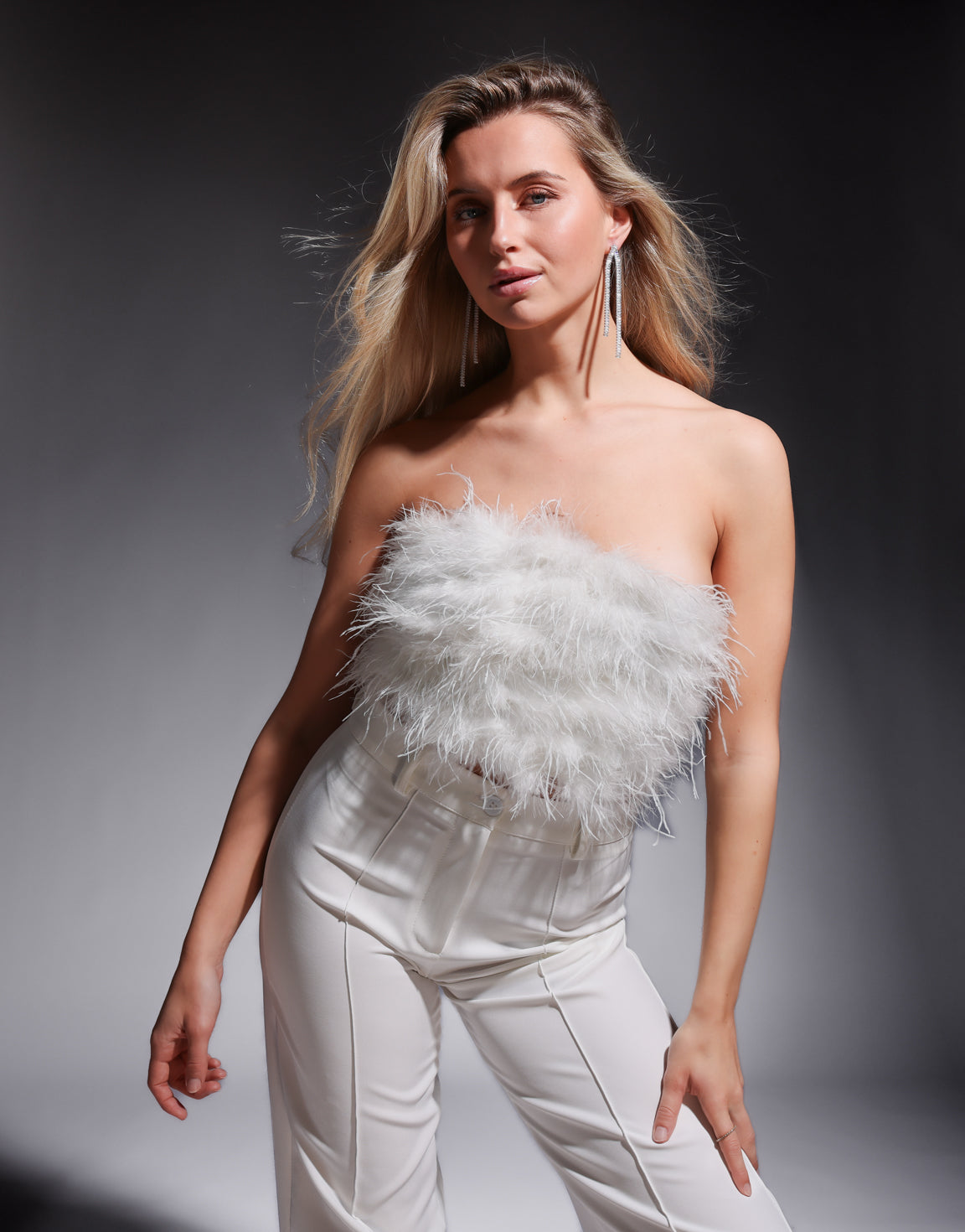 White Feathers Strapless - Top