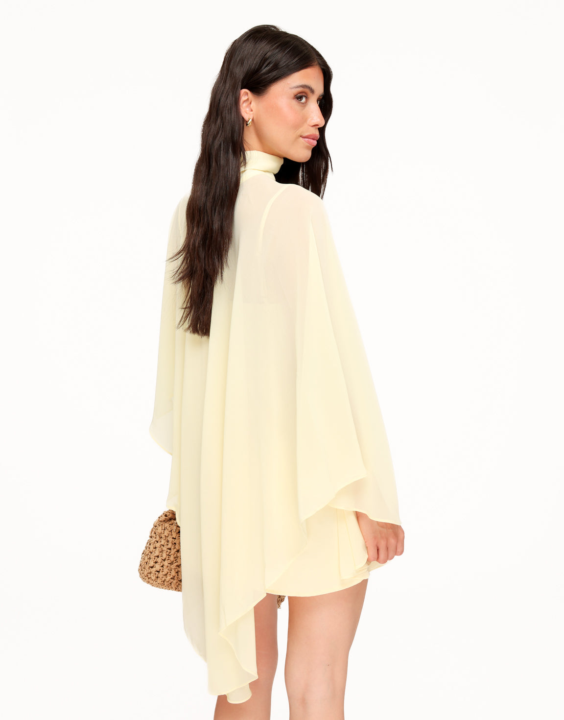 KLEDING-ZACHTGELE-OVERSLAG-CAPE-JURK