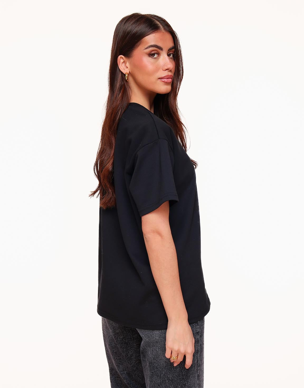 Zwarte Oversized Basic SS - T-shirt