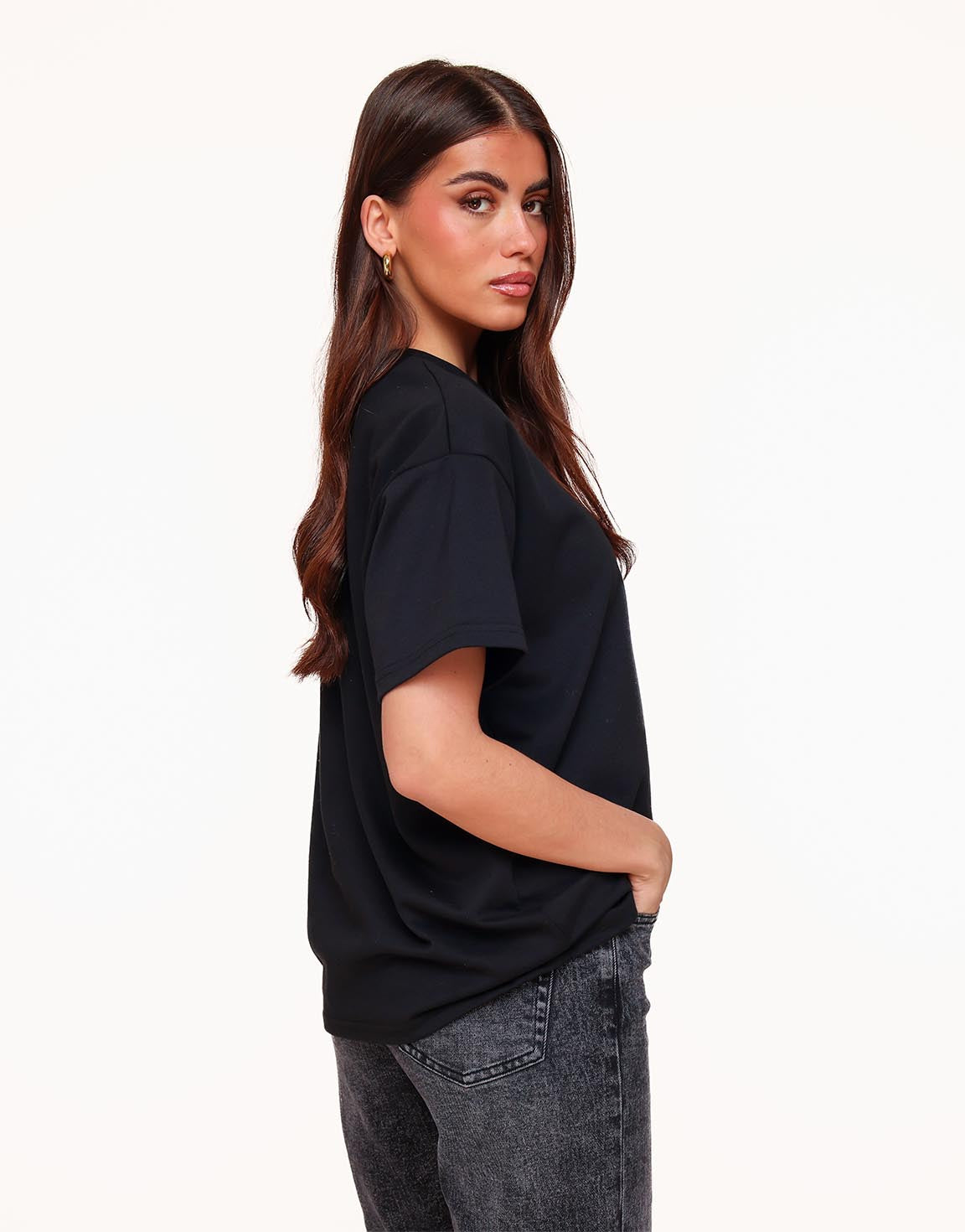 Zwarte Oversized Basic SS - T-shirt