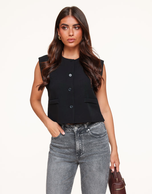 Zwarte Cropped - Gilet