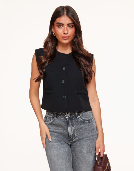 Zwarte Cropped - Gilet