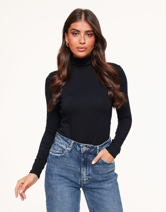 Black Basic Turtleneck - Top