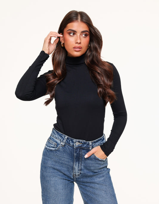 Black Basic Turtleneck - Top