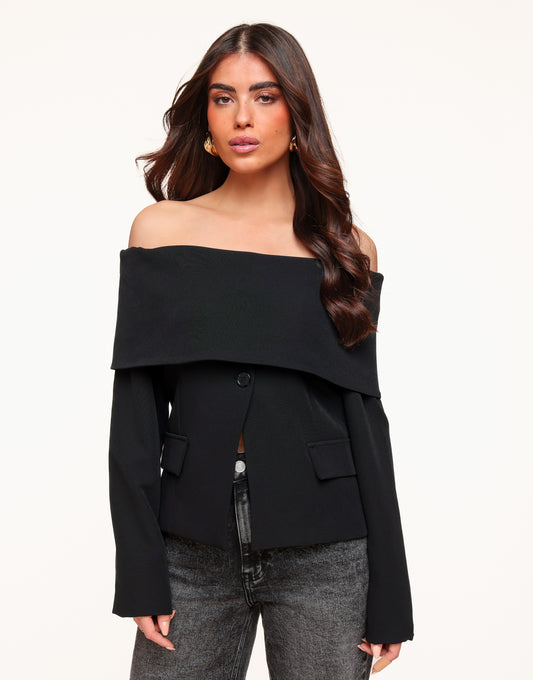 Zwarte F/W Edit Off Shoulder Blazer - Top