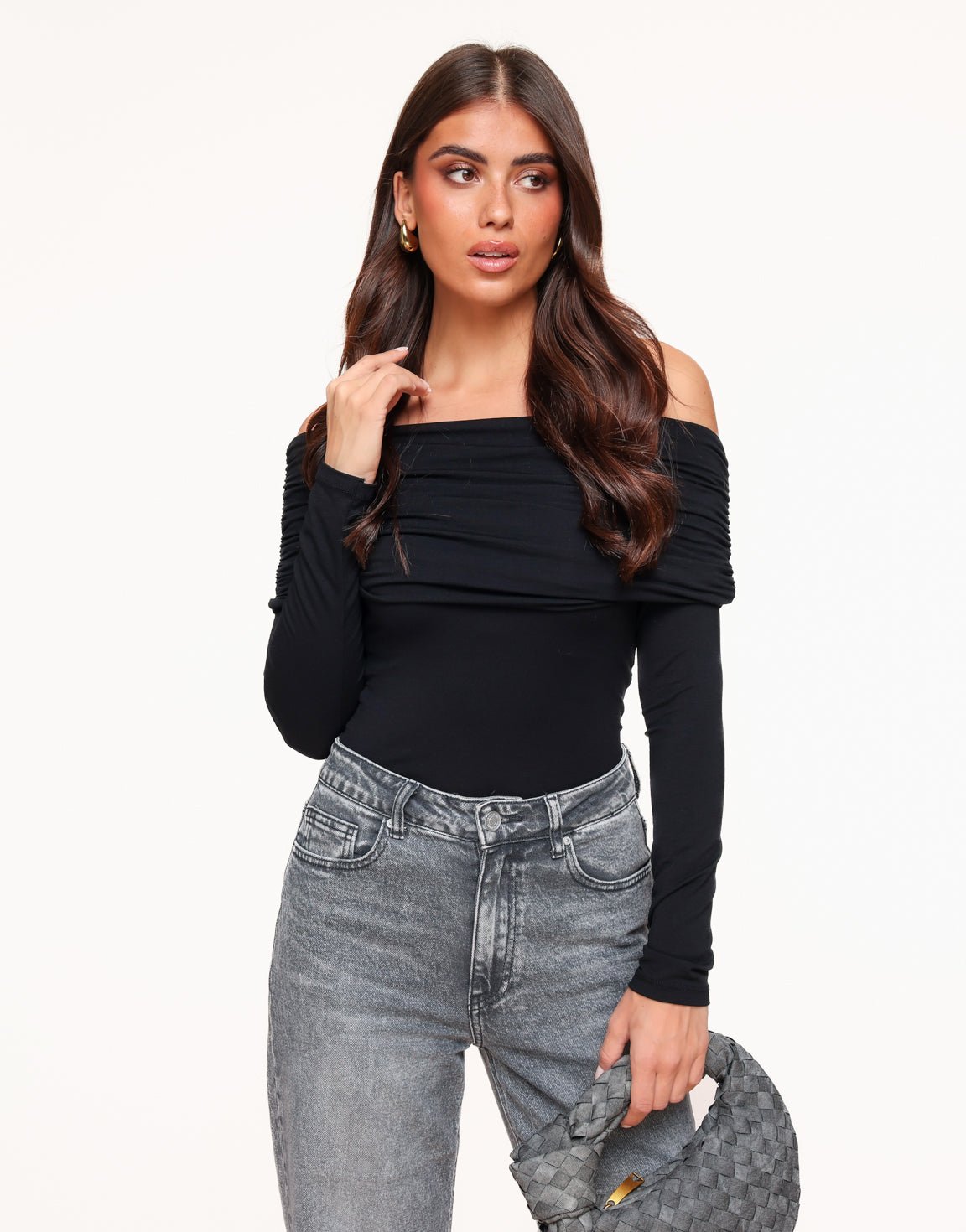 Zwarte Basic Off Shoulder - Top