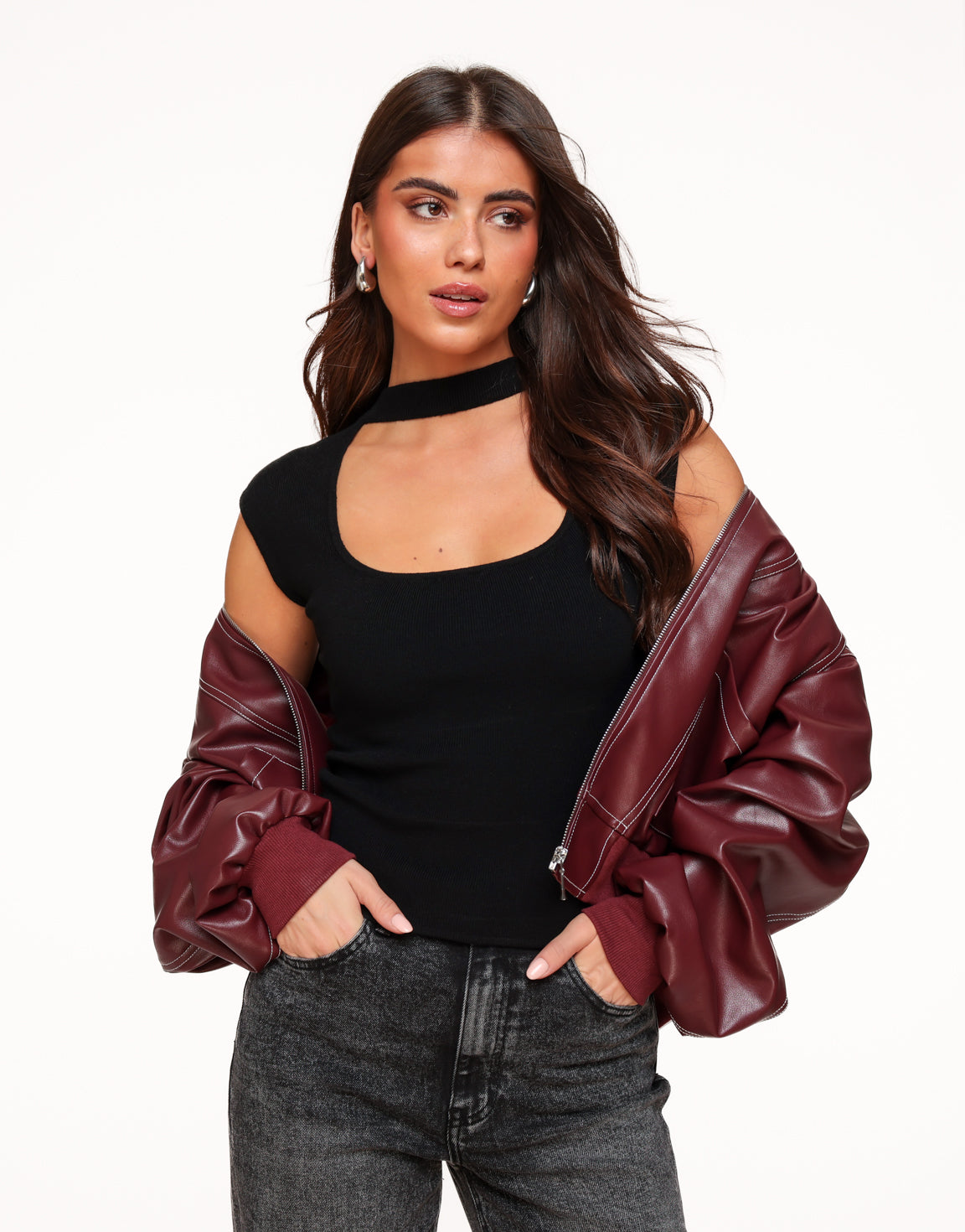 Zwarte Open Choker - Top