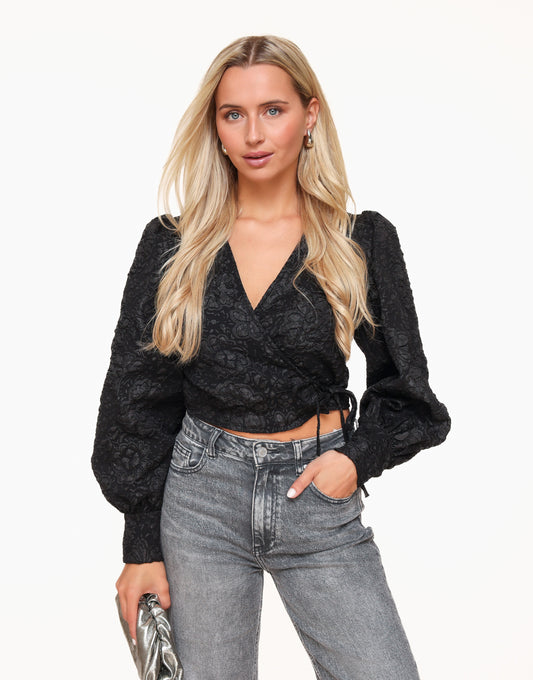 Black Wrapped Flowers - Blouse