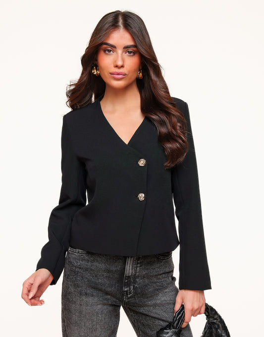 Zwarte F/W Edit Blazer V-hals Gouden Knopen - Top