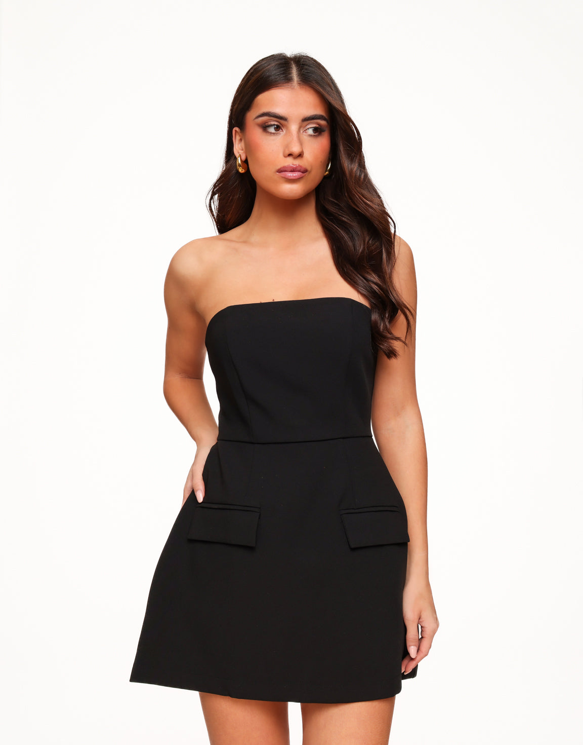 Black Strapless Flared - Dress