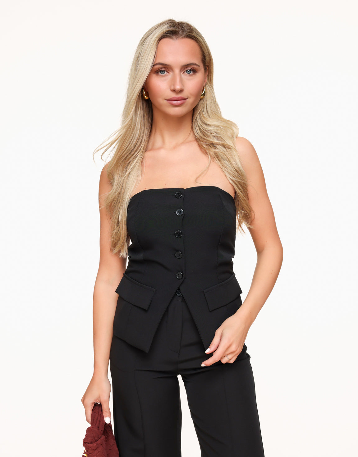 Zwarte Strapless Gilet - Set