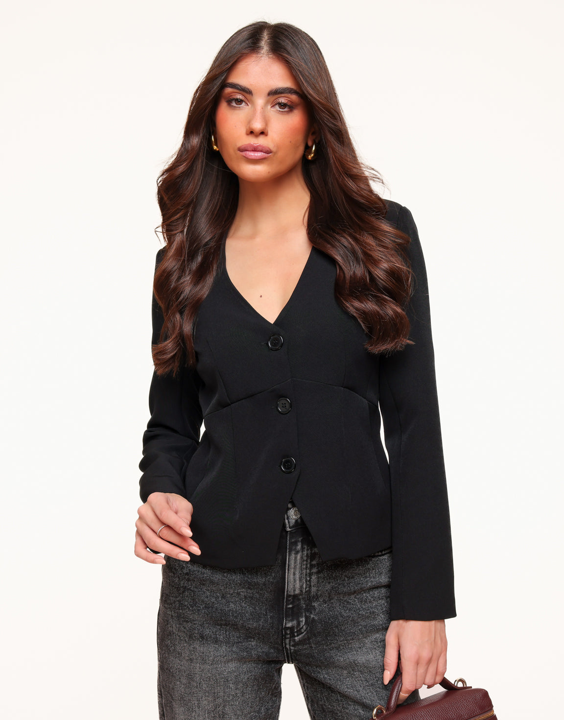 Zwarte Blazer V-hals - Top