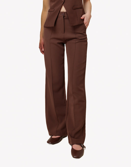 Dark brown Basic Straight - Trousers