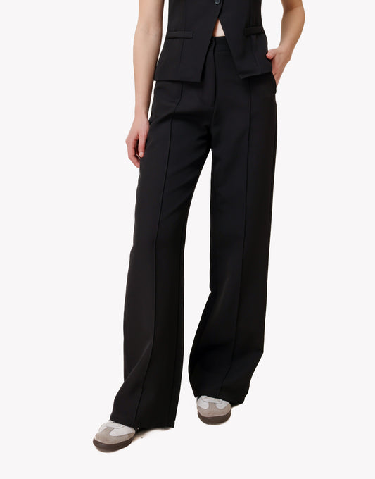 Black Basic Straight Trousers