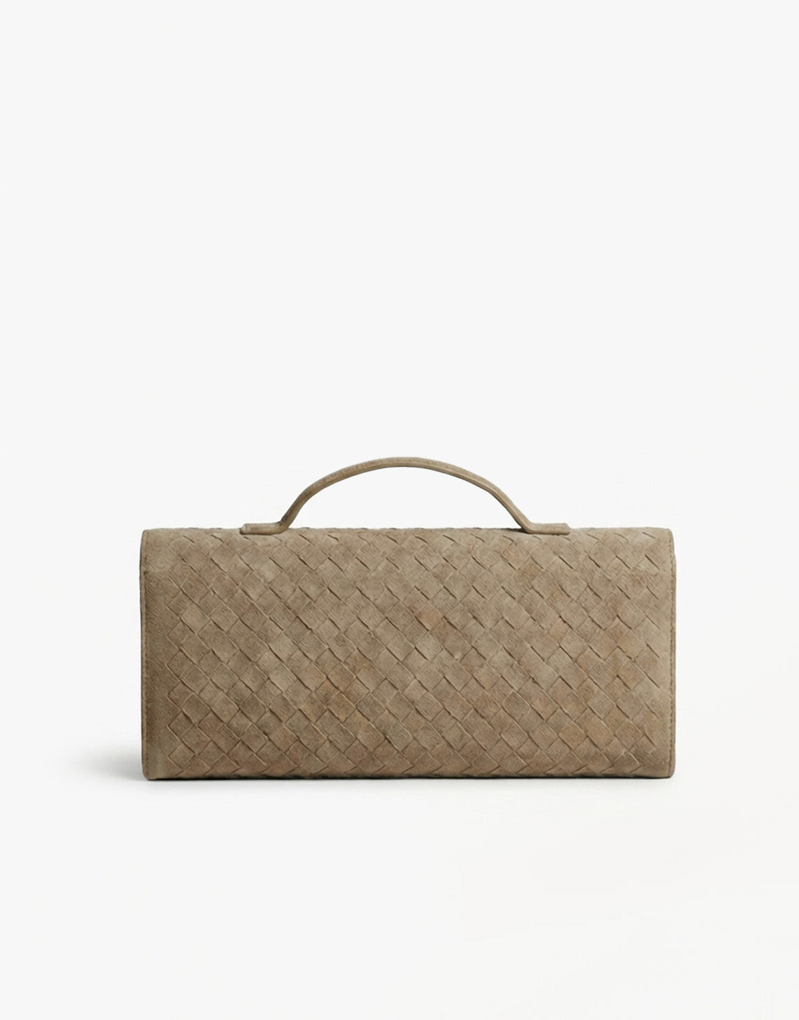 Mocha Suede Gold Detail Clutch - Bag
